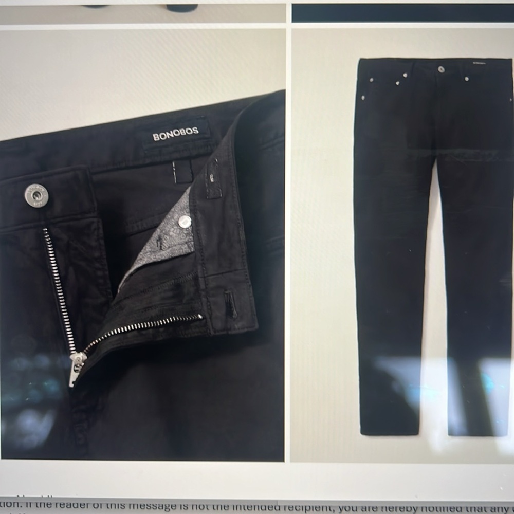 Bonobos Italian brushed 5 pocket black pants/jeans. Size 36/32 slim. Super soft. - Picture 9 of 10